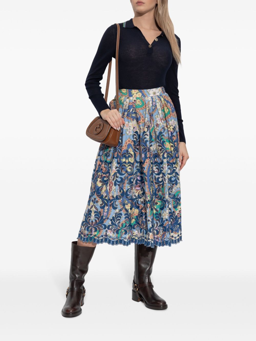 ETRO floral-print midi skirt - Blauw