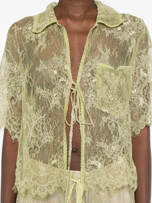 Blumarine フローラルレース シャツ | グリーン | FARFETCH JP