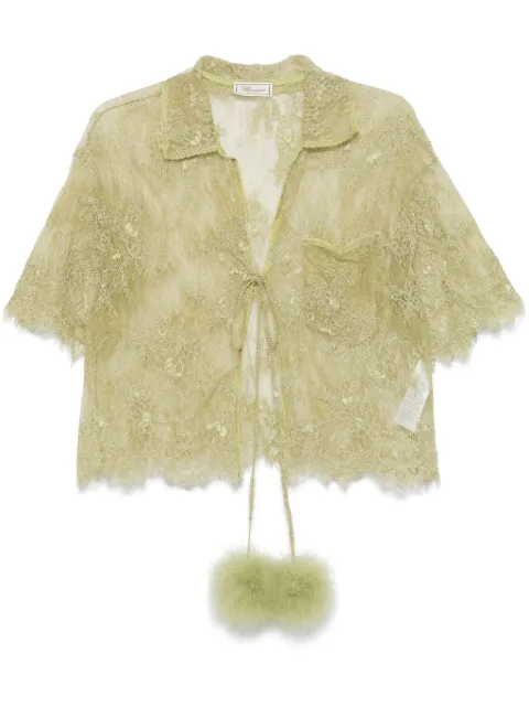 Blumarine camisa de seda con encaje floral