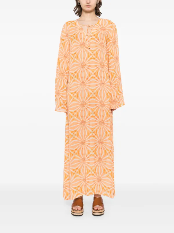 bambah orange dress Bambah Geometric-print Maxi Dress