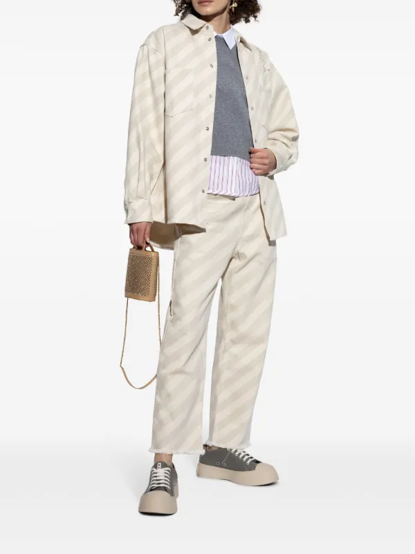 Marni ストライプ パンツ | ホワイト | FARFETCH JP