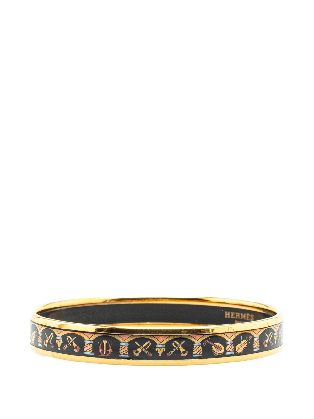 Hermès Pre-Owned 2000 Musical Instruments Bangle 62 smalle armband met email - Zwart