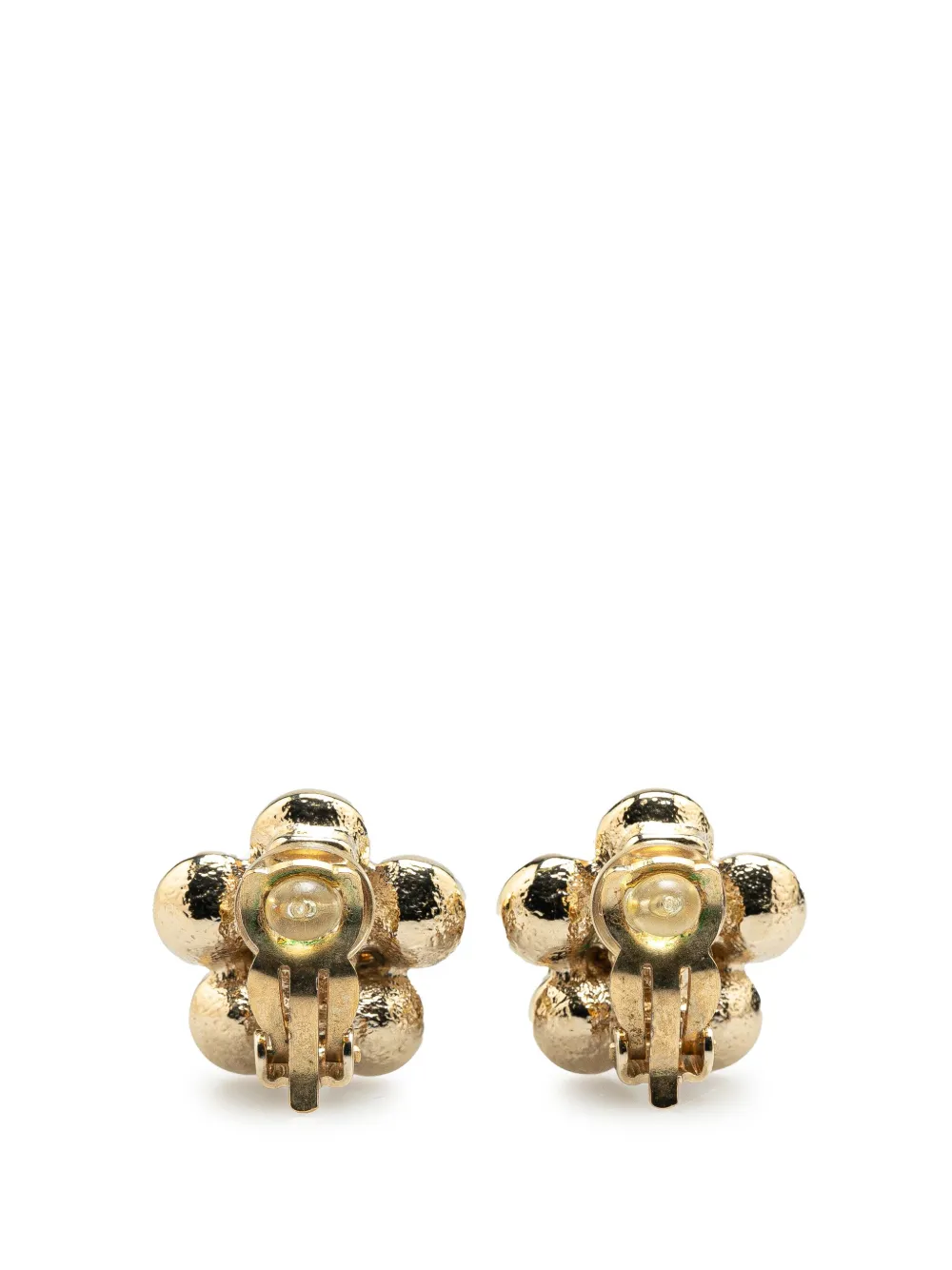 CHANEL Pre-Owned 2006 CC Crystal Flower vergulde oorclips - Goud