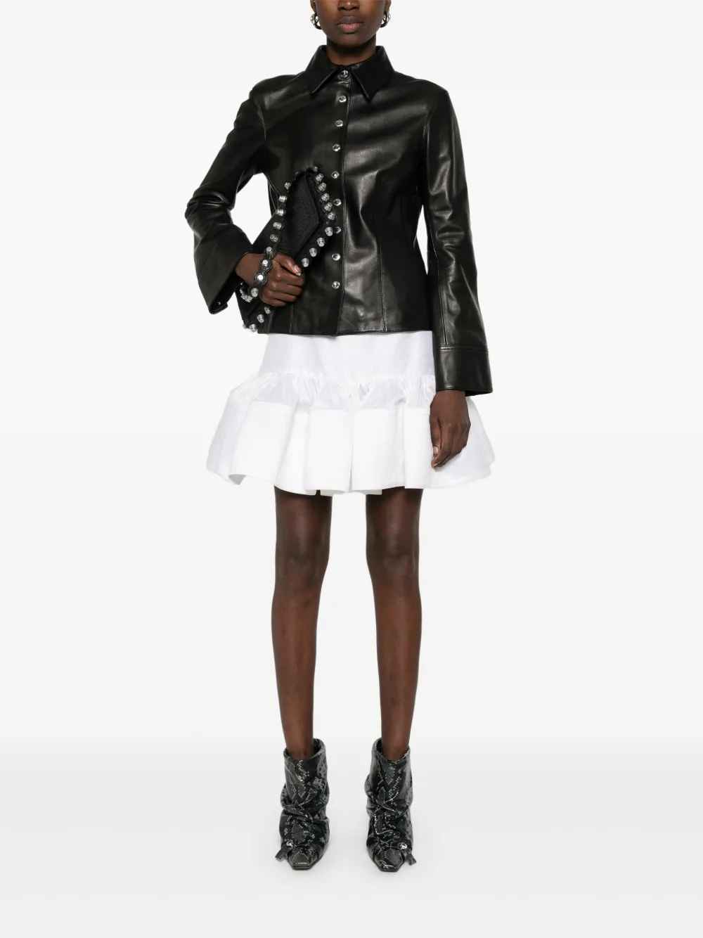 Alexander McQueen Leren Blouse - Zwart
