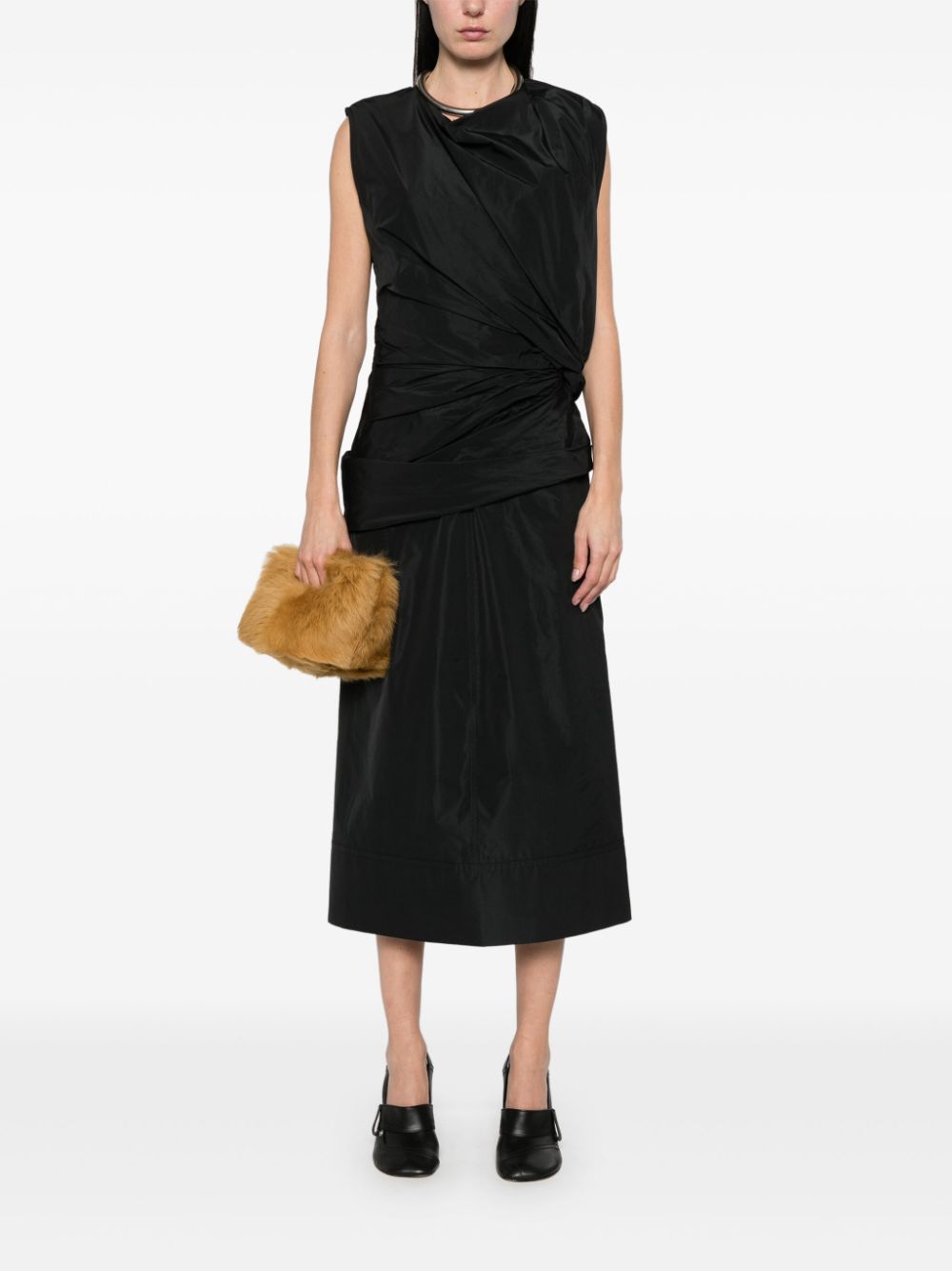 Jil Sander taffeta midi dress - Zwart