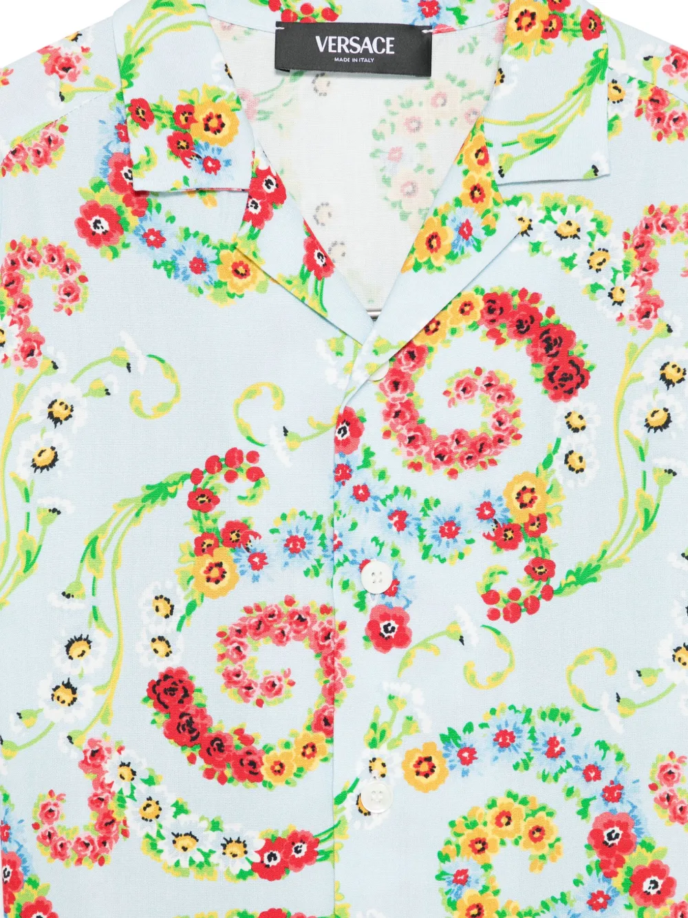 Versace Kids Shirt met bloemenprint Blauw