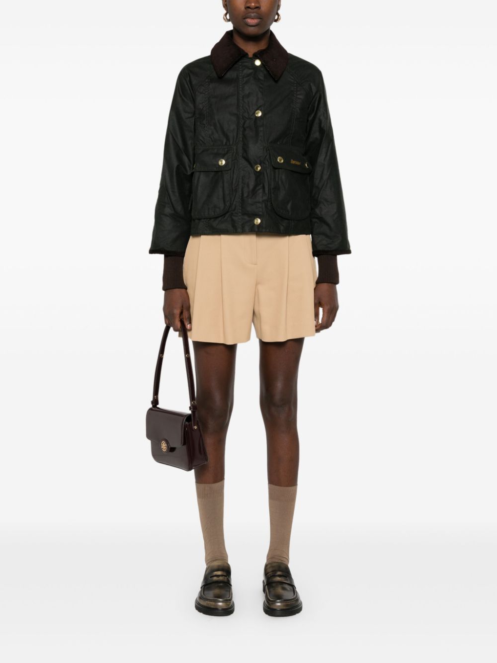 Barbour Beadnell gewaxt cropped jack - Groen