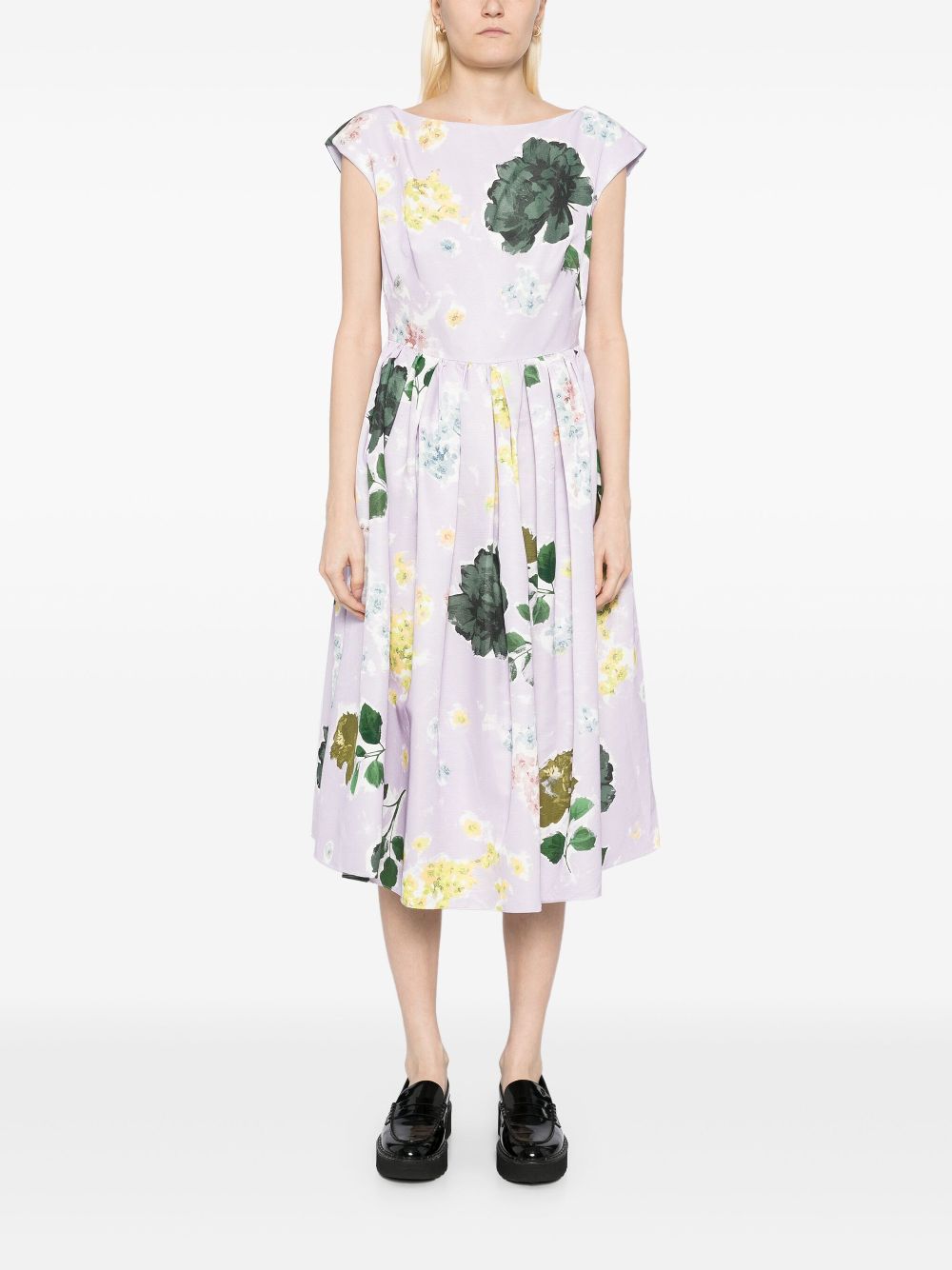 ERDEM boat neck dress - Purple