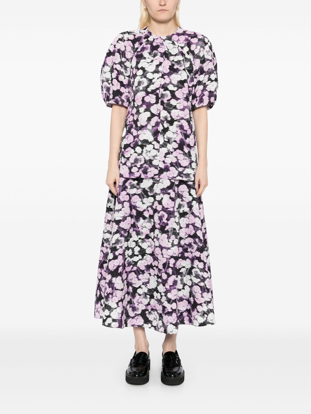 ERDEM graphic print skirt - Black