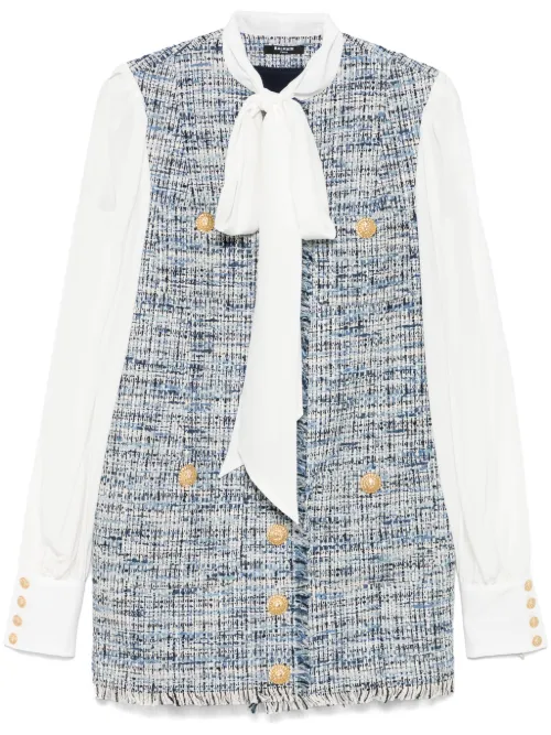 Robe en tweed à coupe courte - Balmain - Modalova