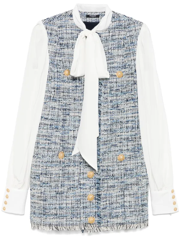 Balmain Tweed Mini Dress in Blue