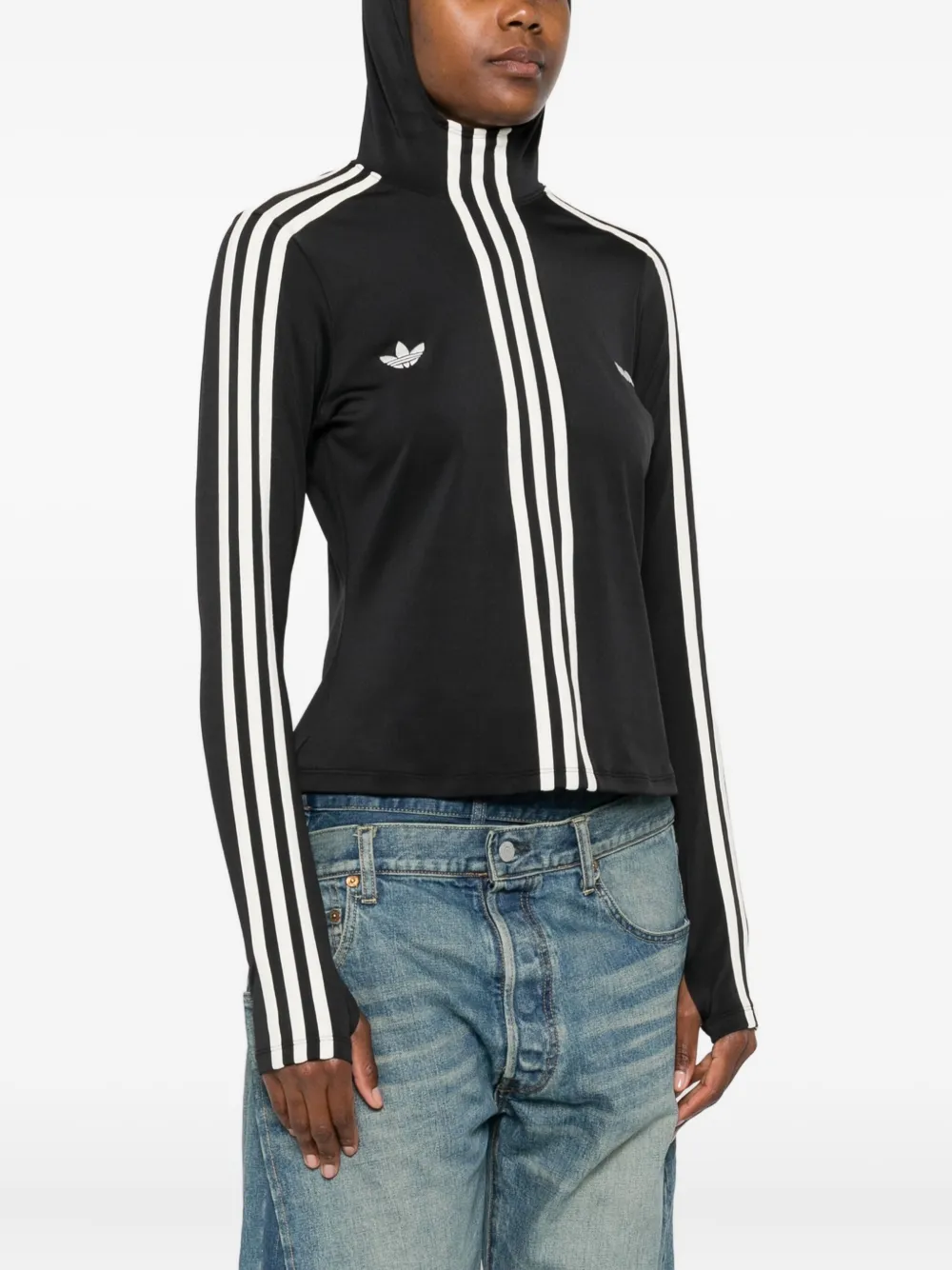 adidas x Avavav H 3-Stripes ondershirt met capuchon Zwart