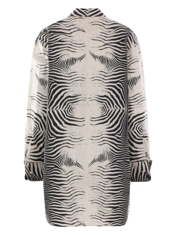 ワンピース ROBERTO CAVALLI ZEBRA PRINT STRETCH POPLIN SHIRT DRESS Roberto Cavalli zebra-print Shirtdress | White | FARFETCH