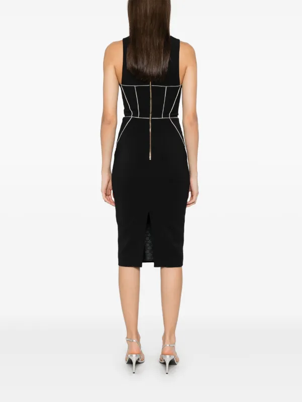 knee length dresses for ladies CONTRASTING BANDEAU MIDI DRESS
