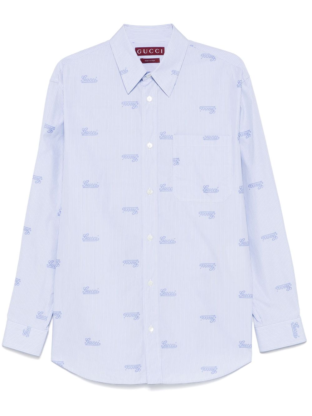 Gucci embroidered-logo striped shirt - Blue