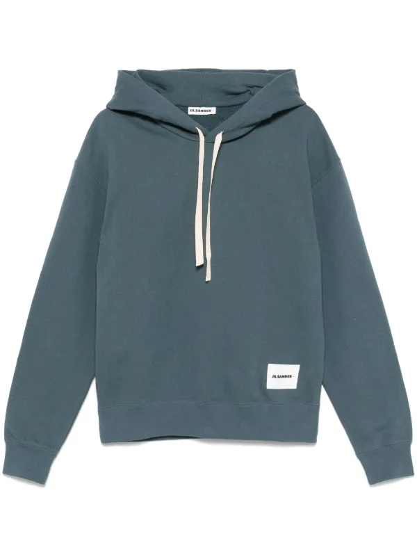 Jil Sander Logo-patch Hoodie in Blue