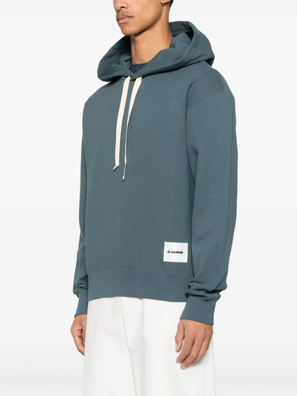 Jil Sander Hoodie met logopatch Blauw