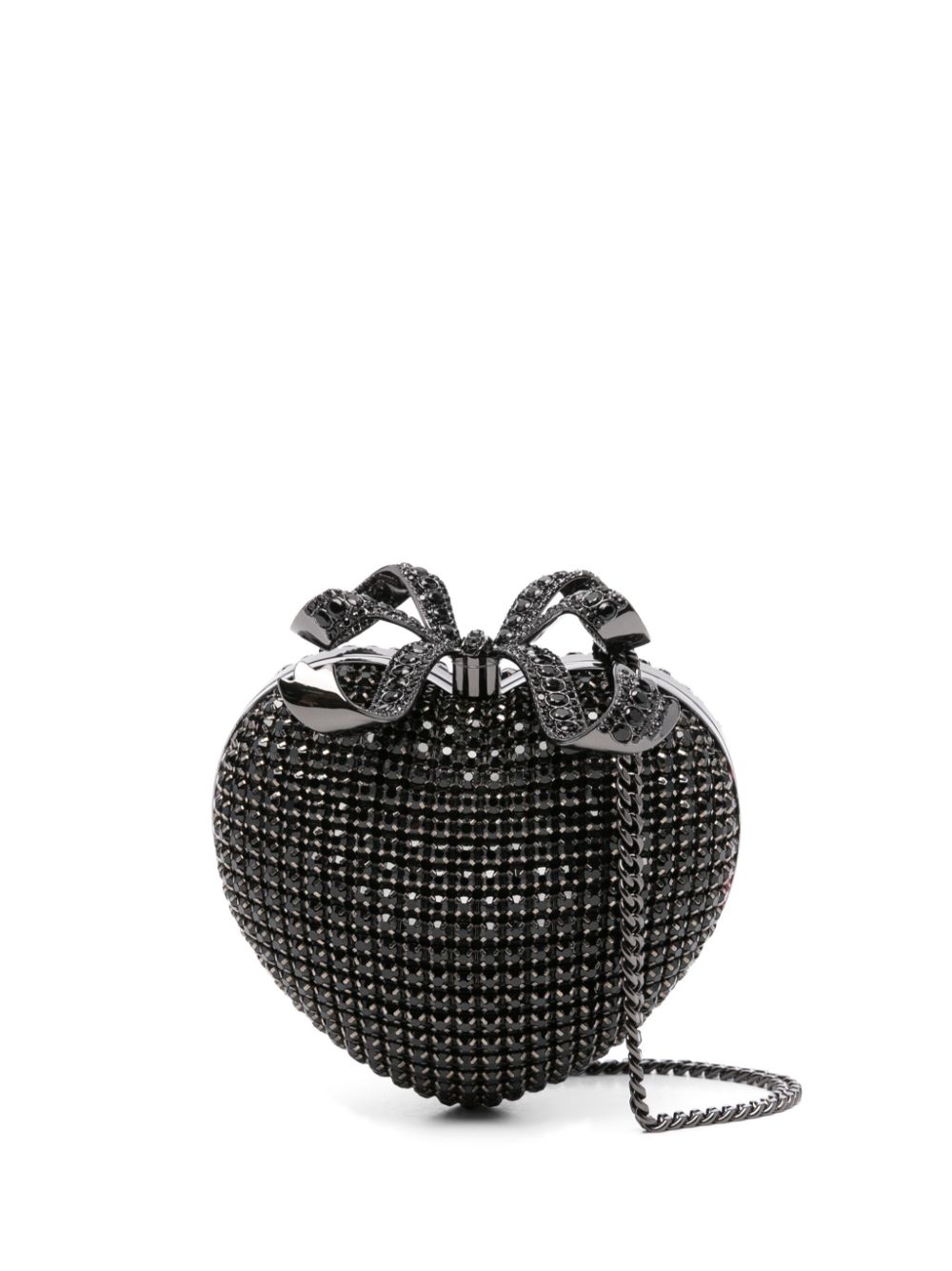 Self-Portrait crystal heart clutch – Black