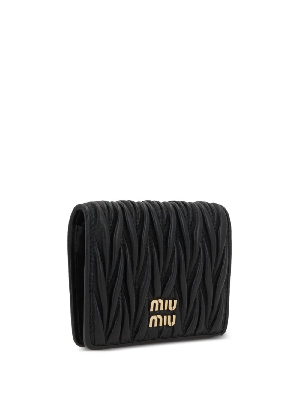 Miu Miu logo-lettering matelassé wallet - Zwart