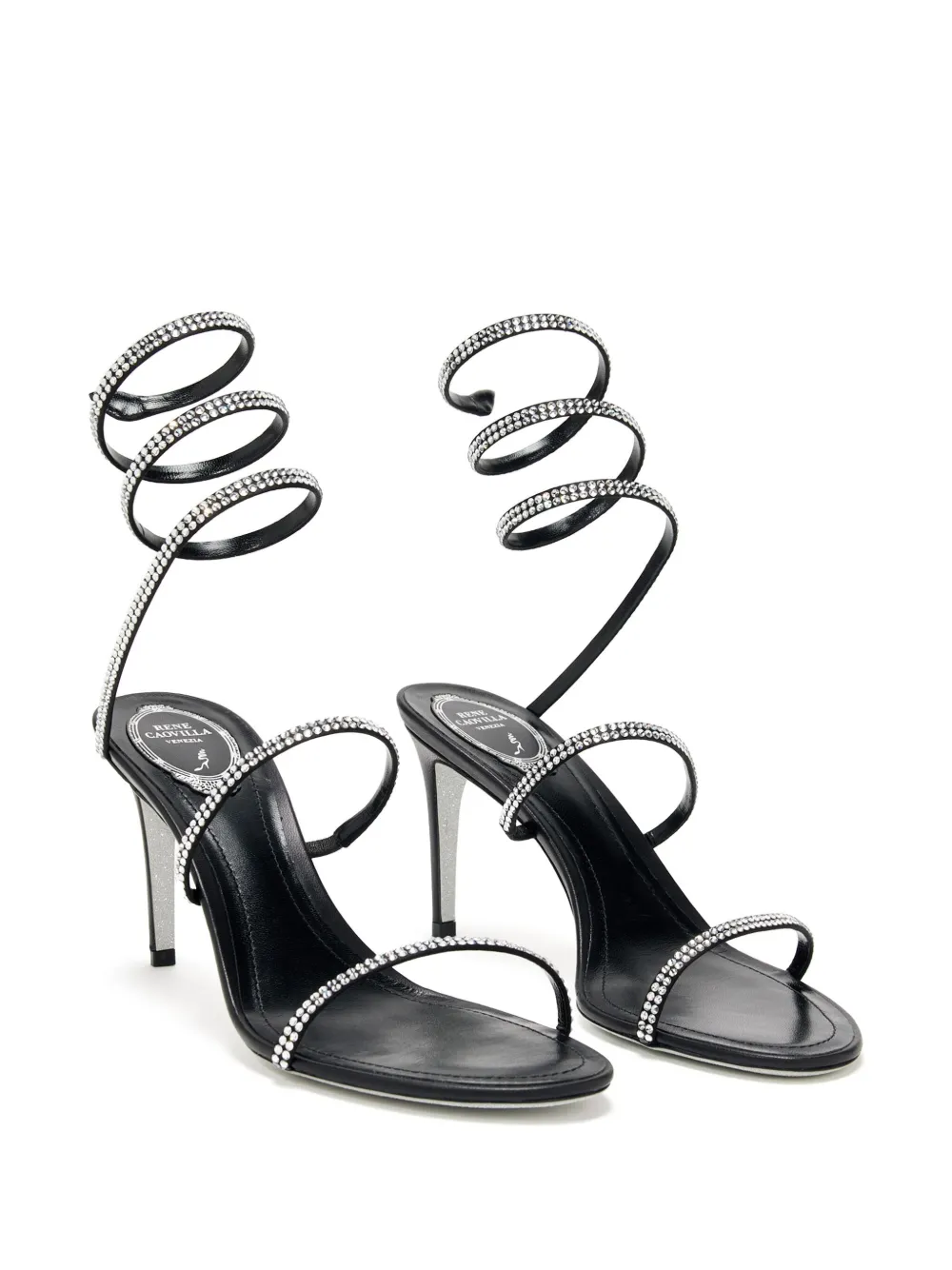 René Caovilla 105mm crystal-embellished sandals Black