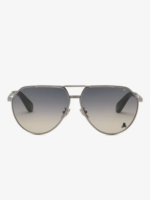 Philipp Plein Eyewear skull-embellished pilot-frame sunglasses