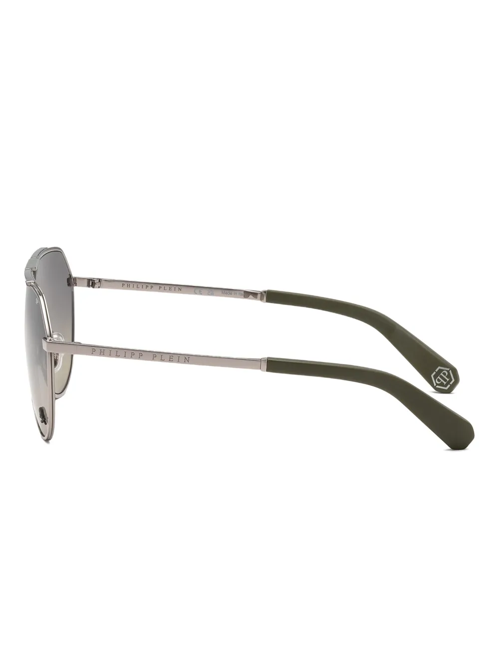 Philipp Plein Eyewear Zonnebril met piloten montuur en doodskop Zilver