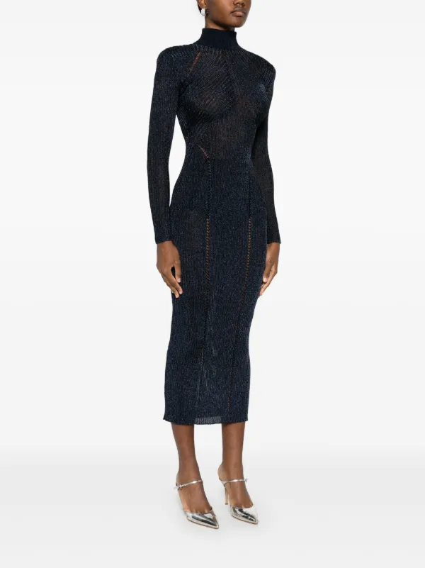 ワンピース SELF PORTRAIT LUREX KNIT MAXI DRESS (RS25 124X BL BLUE) Self-Portrait lurex-knit Maxi Dress | Blue | FARFETCH