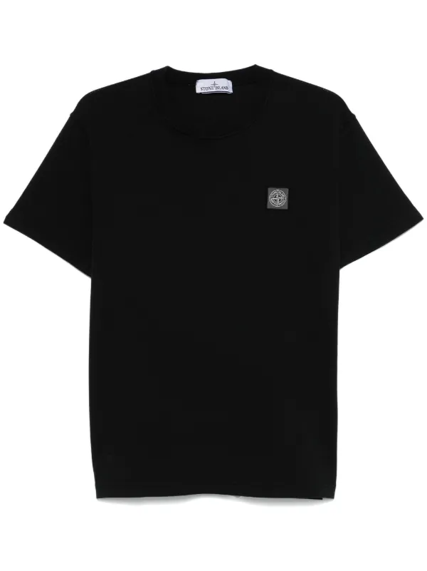 Stone Island 2100026 Organic Cotton Jersey 'fissato' Effect T-shirt in Black