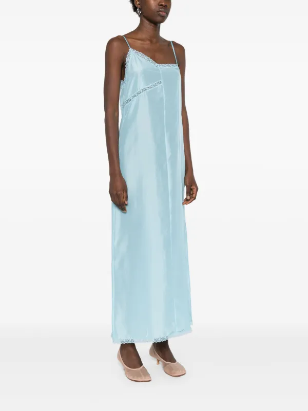 ワンピース MM6 SILK MAXI DRESS MM6 Maison Margiela Asymmetric Silk Maxi Dress | Blue | FARFETCH