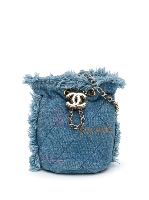 CHANEL Pre-Owned 2021 Mini Denim Mood with Chain bucket bag