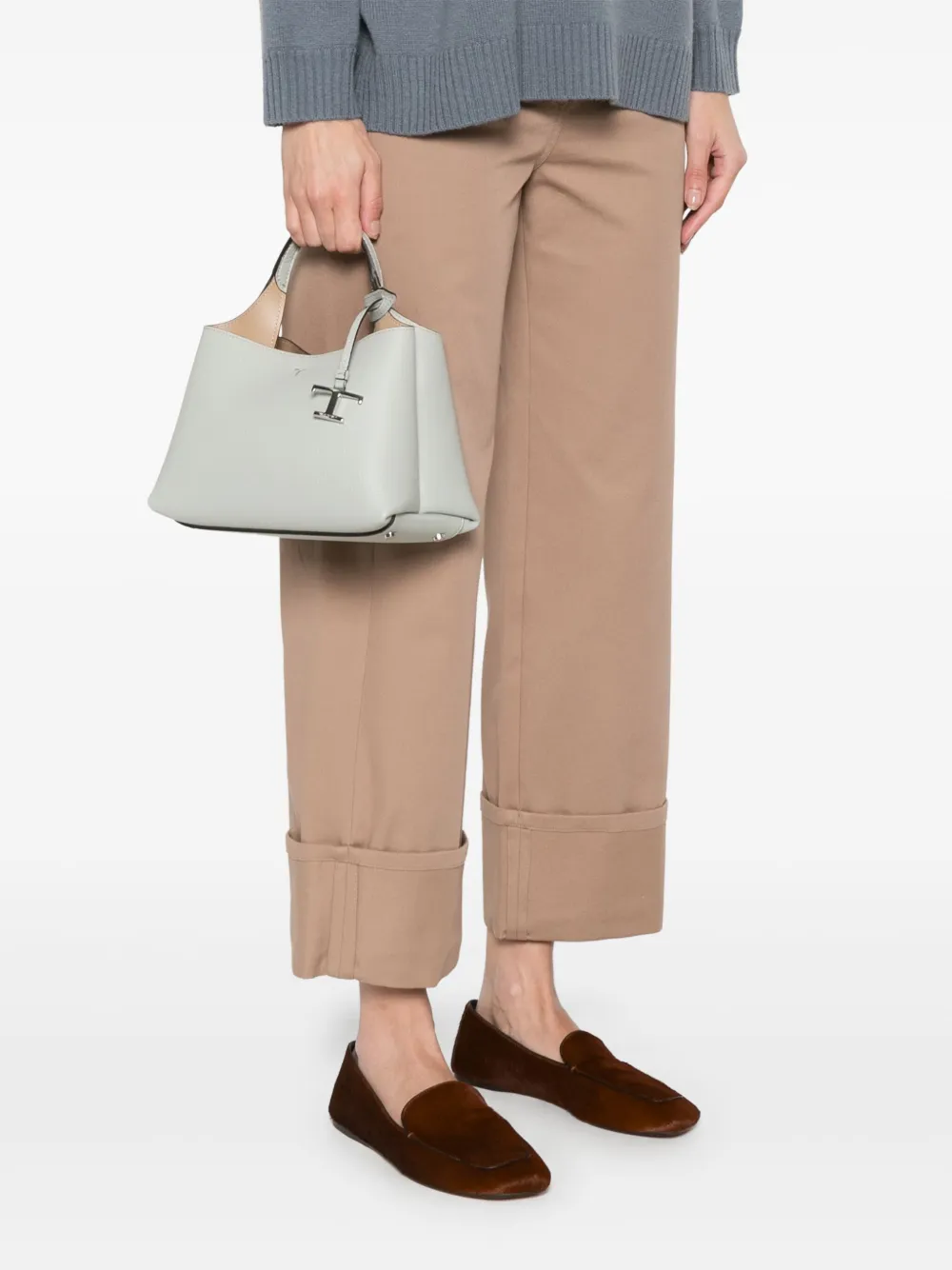 Tod's Kleine leren shopper Grijs