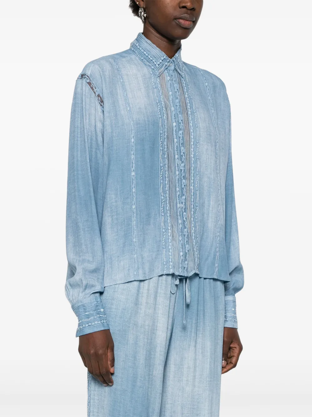 Ermanno Scervino blouse met borduurwerk Blauw