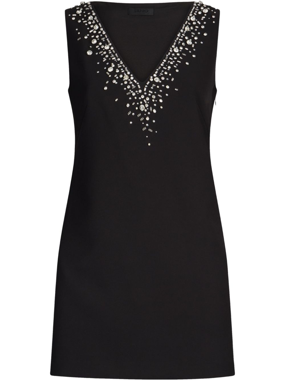 LIU JO rhinestone-embellished crepe dress - Black