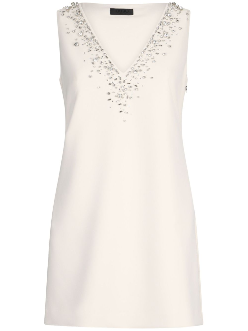 LIU JO rhinestone-embellished crepe dress - White