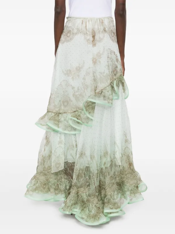 スカート ZIMMERMANN CRUSH SILK BLEND SKIRT ZIMMERMANN Crush Maxi Skirt | Green | FARFETCH