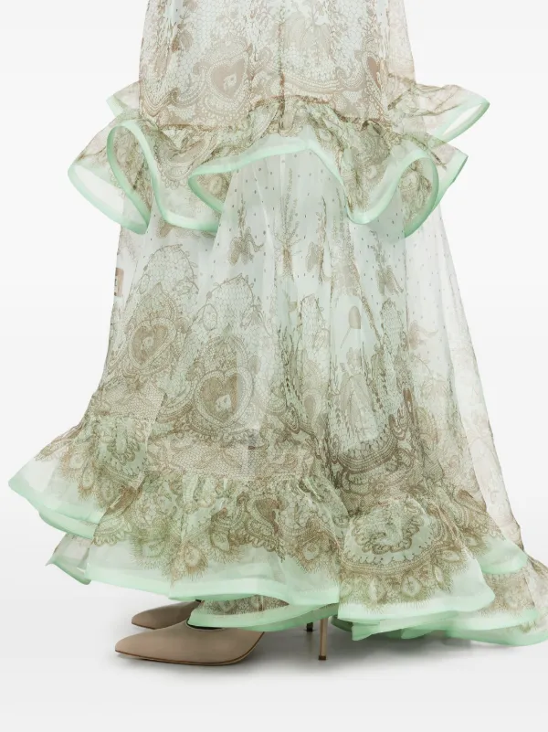 送料込/関税込■ZIMMERMANN■フリルマキシスカート ZIMMERMANN Crush マキシスカート | グリーン | FARFETCH JP