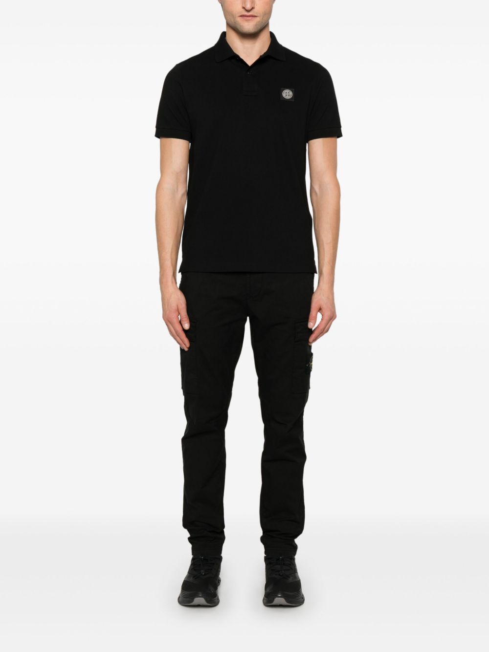 Stone Island Compass-motif polo shirt - Zwart