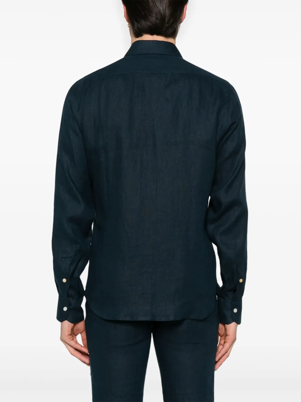 Kiton Linnen overhemd Blauw