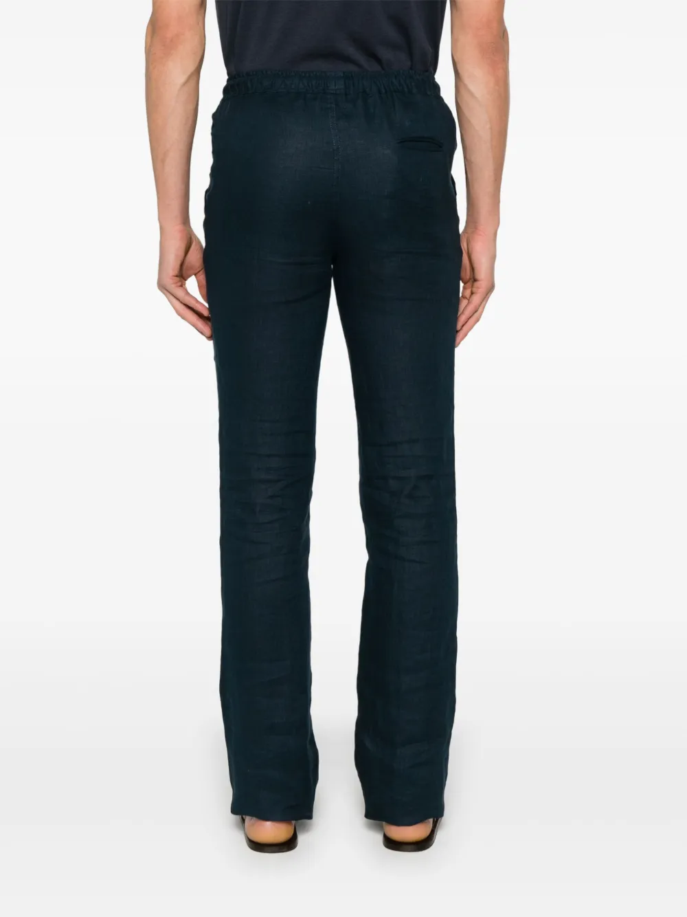 Shop Kiton Linen Trousers In Blue