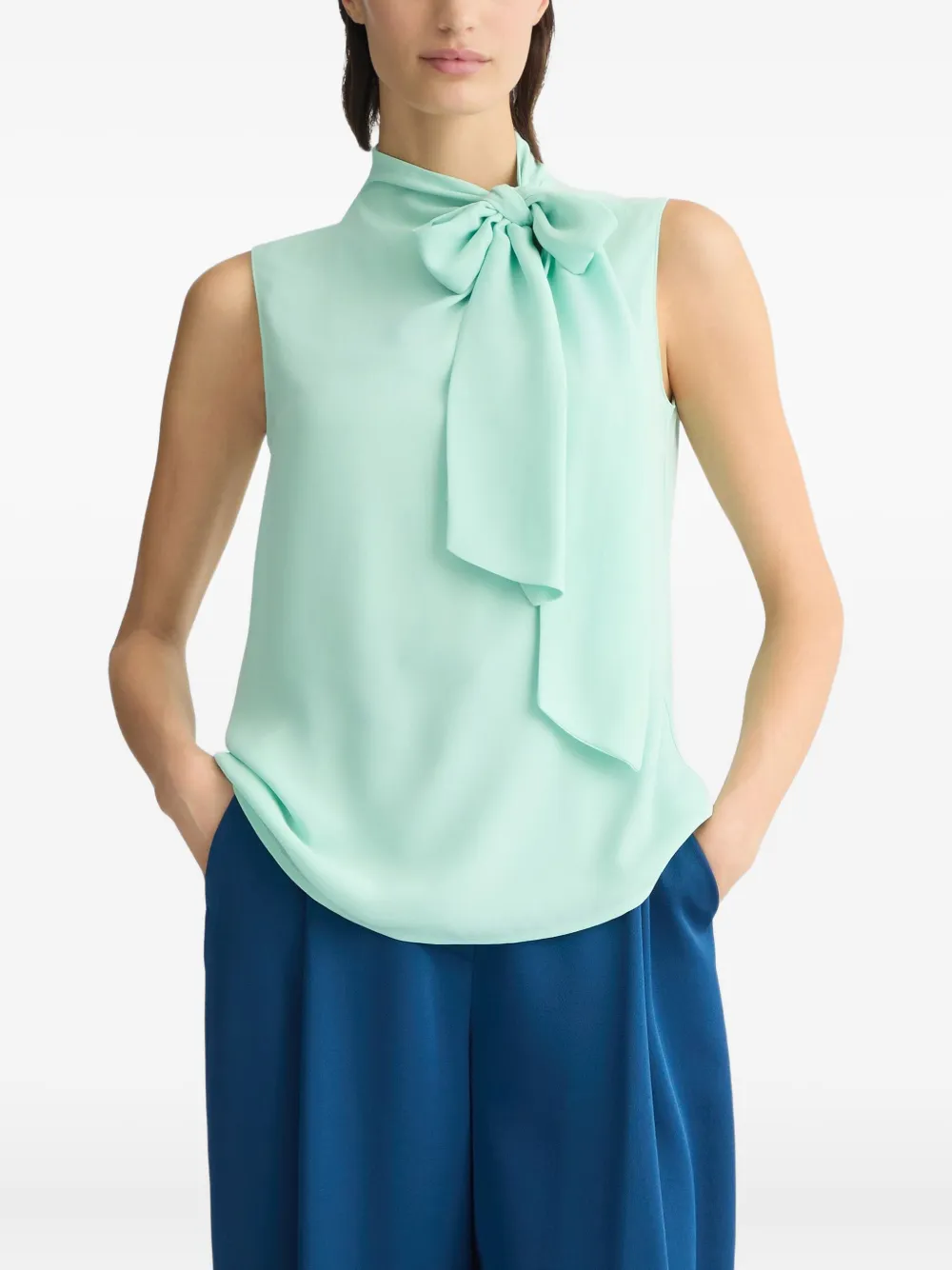 Shop Liu •jo Tied Blouse In Green