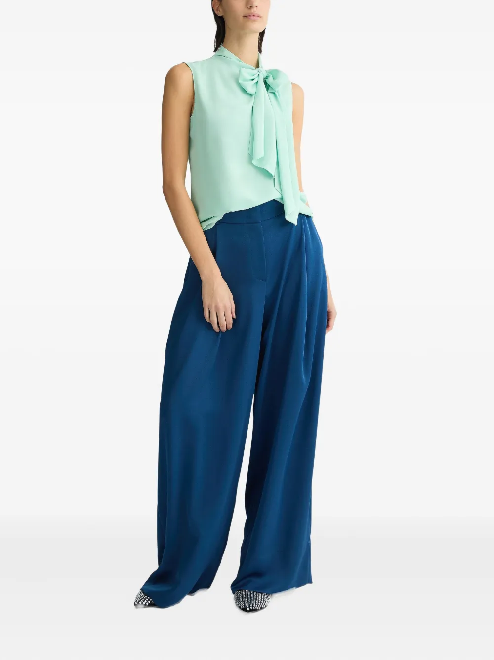 Shop Liu •jo Tied Blouse In Green