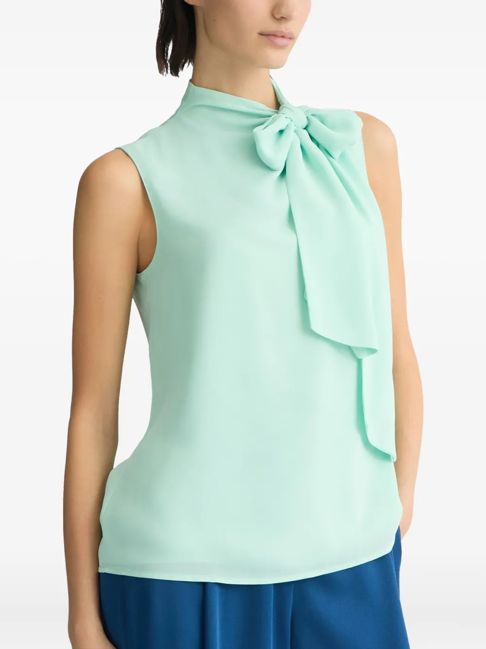 Shop Liu •jo Tied Blouse In Green