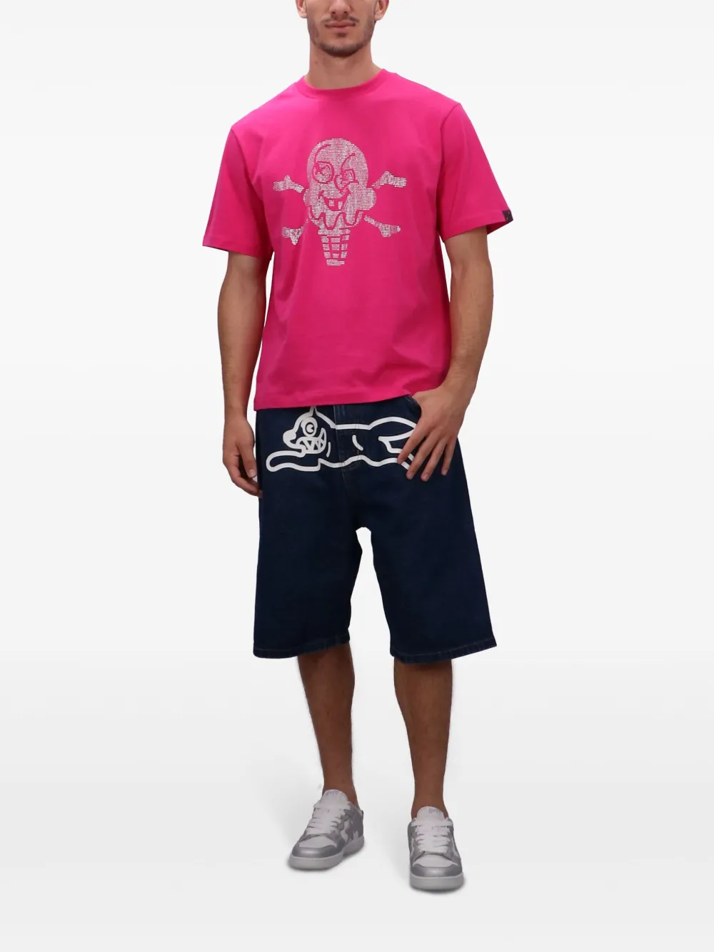 ICECREAM T-shirt met print van stras - Roze
