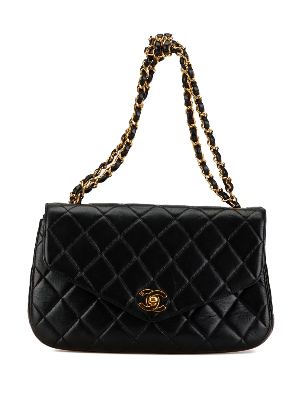 CHANEL Pre-Owned 1994-1996 マトラッセ ハーフムーン シングルフラップ ショルダーバッグ - ブラック CHANEL Pre-Owned 1994-1996 マトラッセ ハーフムーン シングルフラップ ショルダーバッグ - ブラック