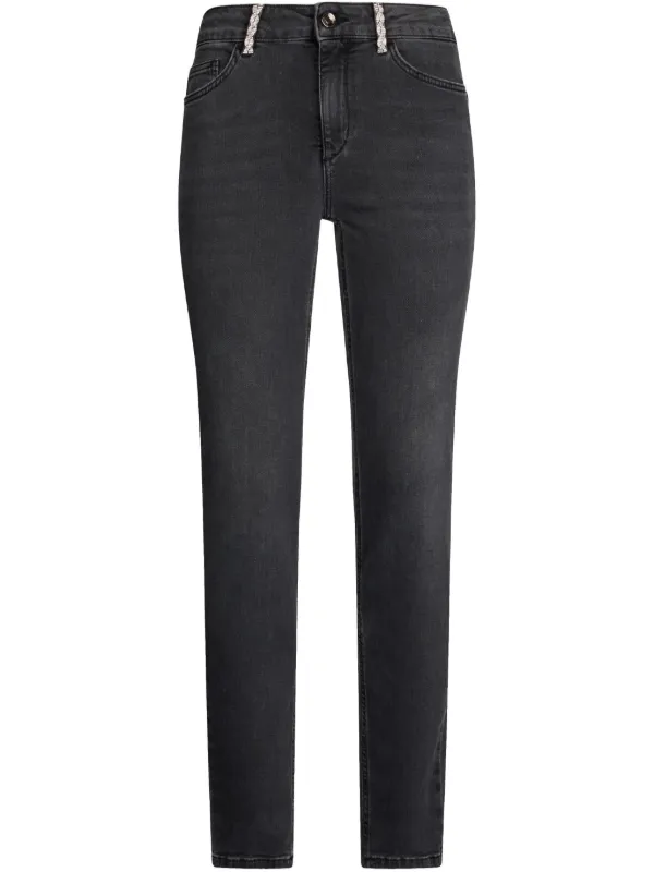 Jeans Skinny Pantaloni Neri Con Strass Jeans Donna Stretti - Main Image