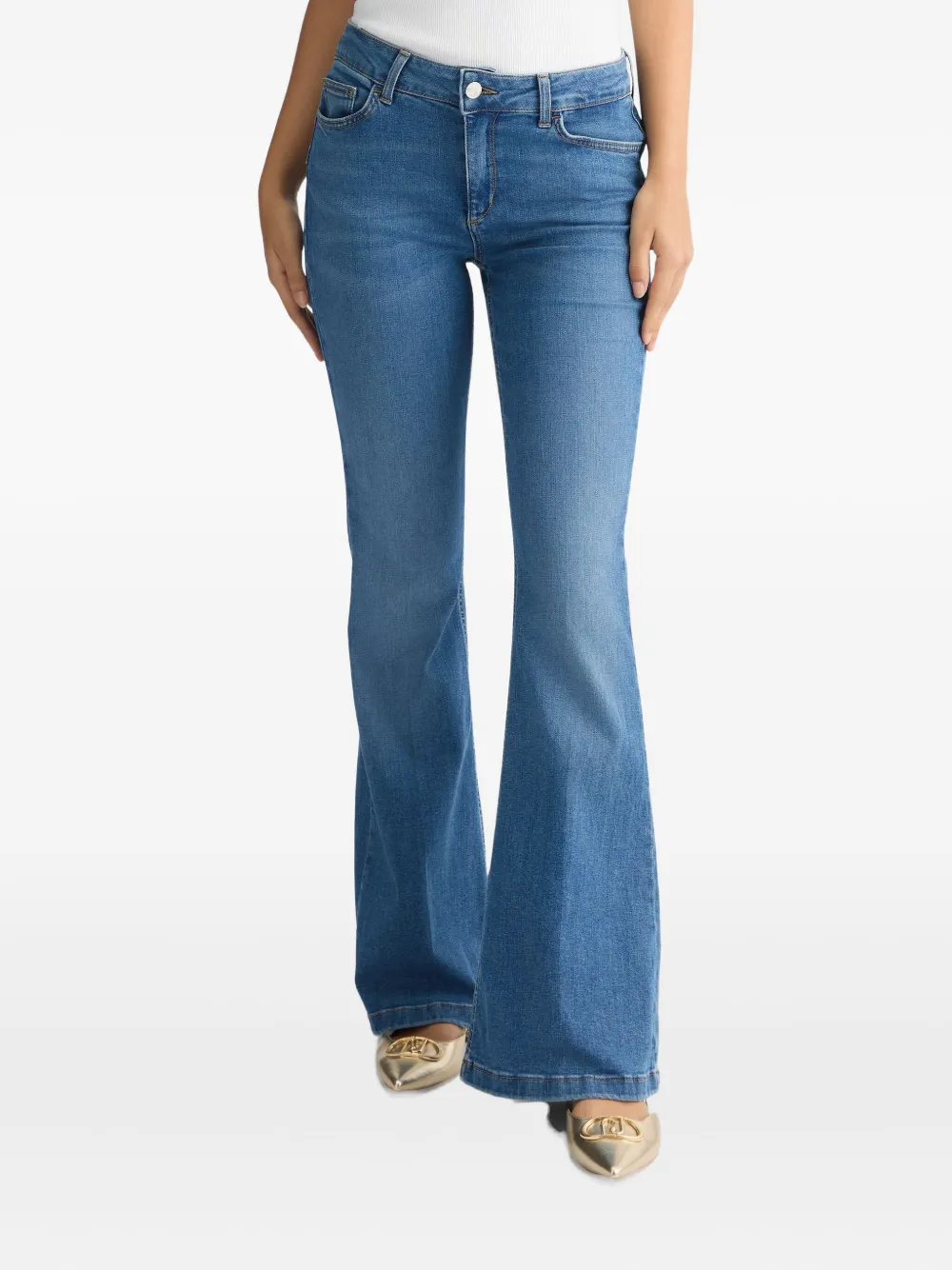 Shop Liu •jo Flared Jeans In Blue