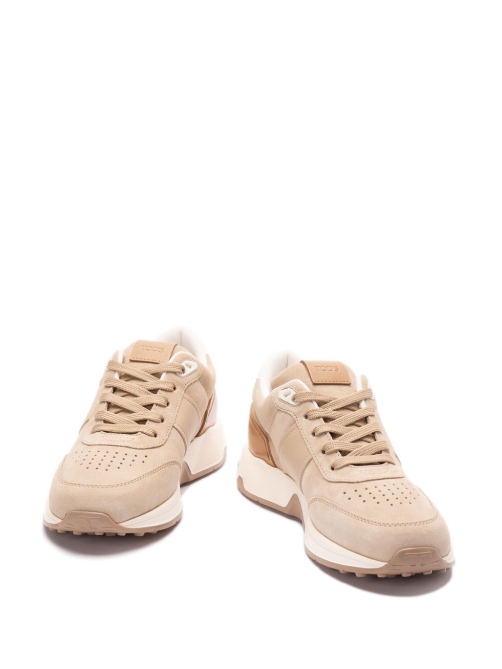 Tod's Suède sneakers met leren afwerking Beige