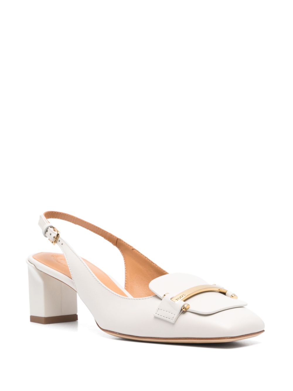 Tod's 50mm leather slingback pumps - Wit