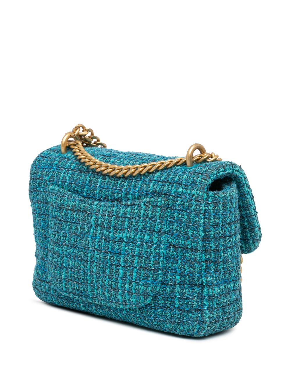 CHANEL Pre-Owned 2021-2023 Mini Tweed Pending CC Flap shoulder bag - Blauw