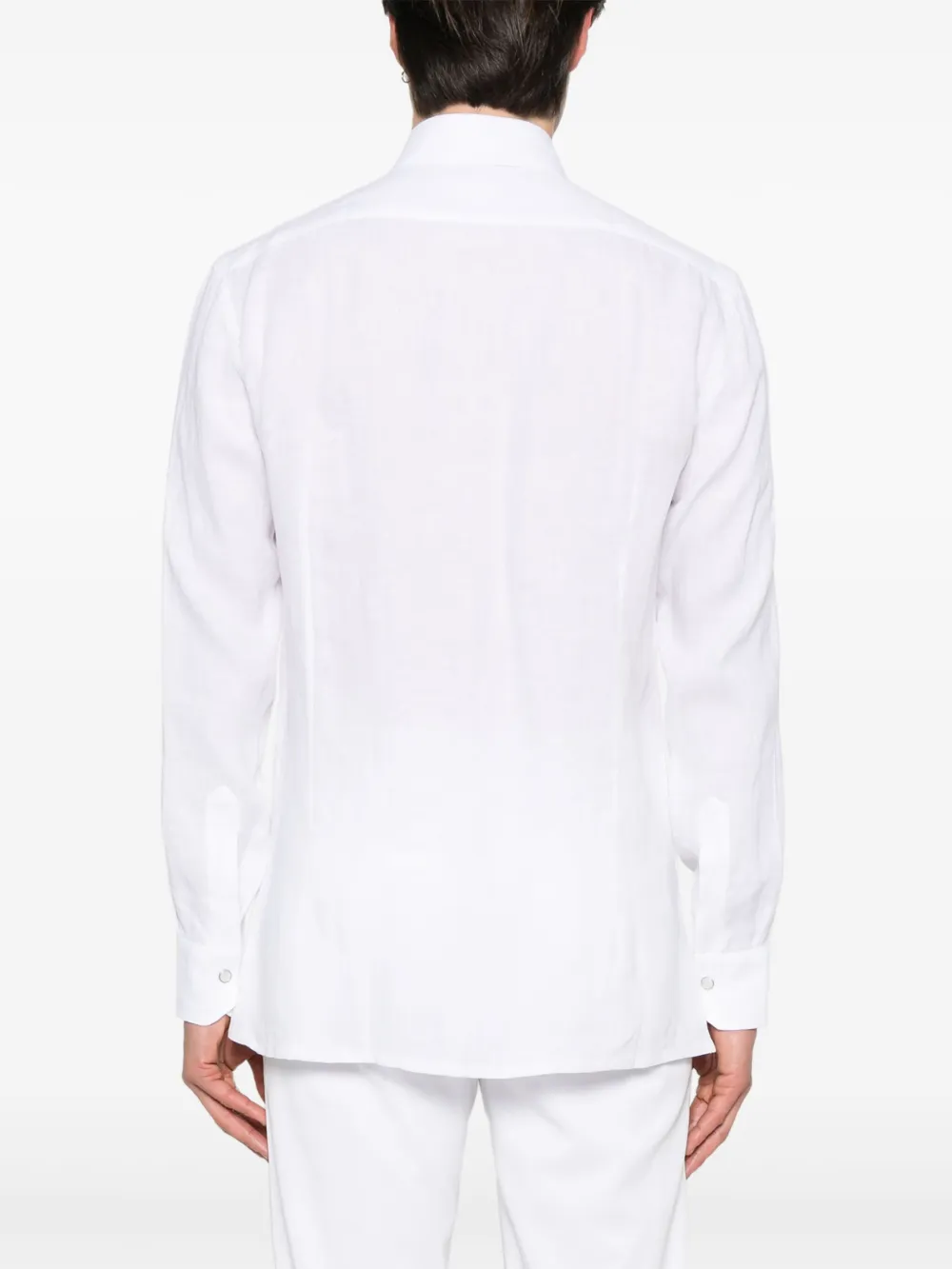 Shop Kiton Linen Shirt In White